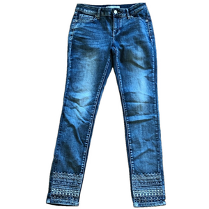 Denim blue Jeans with embellishment stitched hem size 2